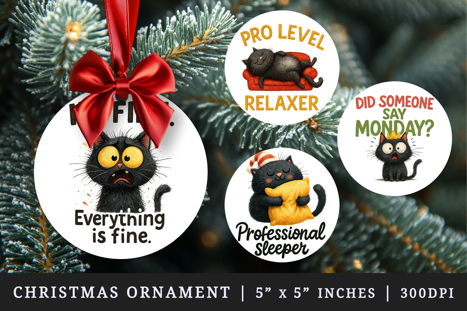 Funny Quote round ornaments sublimation design product image 1