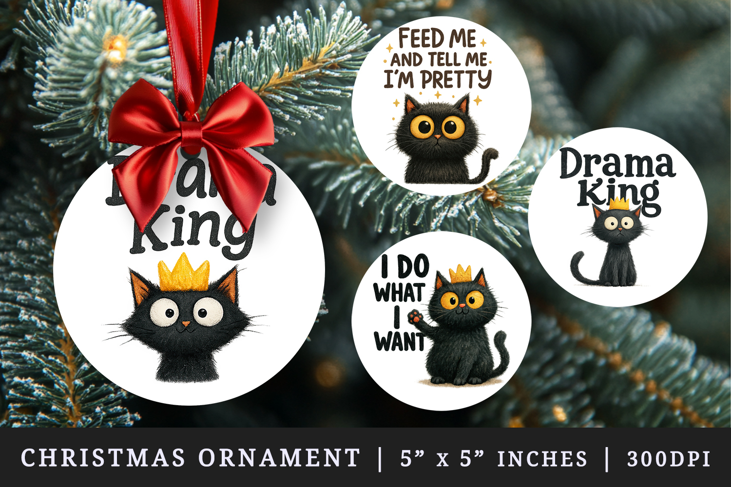 Funny Quote round ornaments sublimation design product image 1