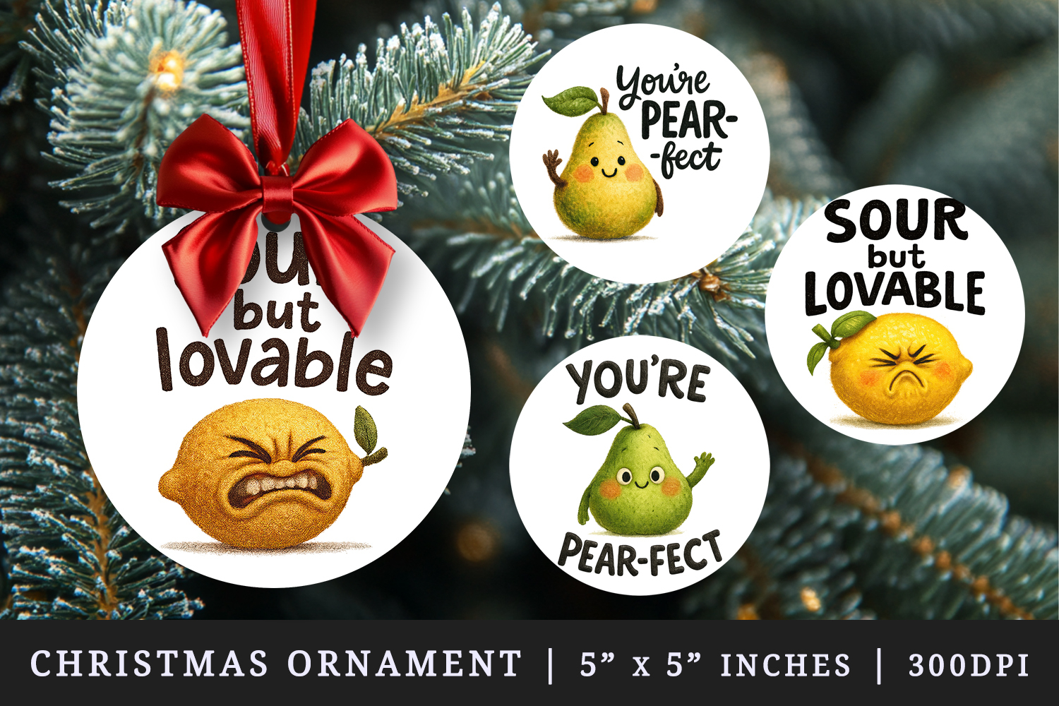 Funny Quote round ornaments sublimation design product image 1