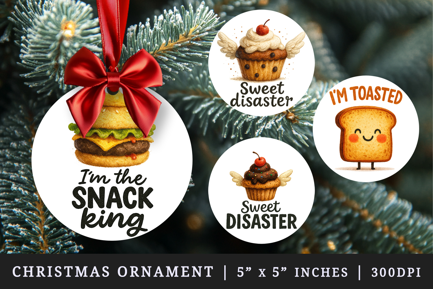 Funny Quote round ornaments sublimation design product image 1