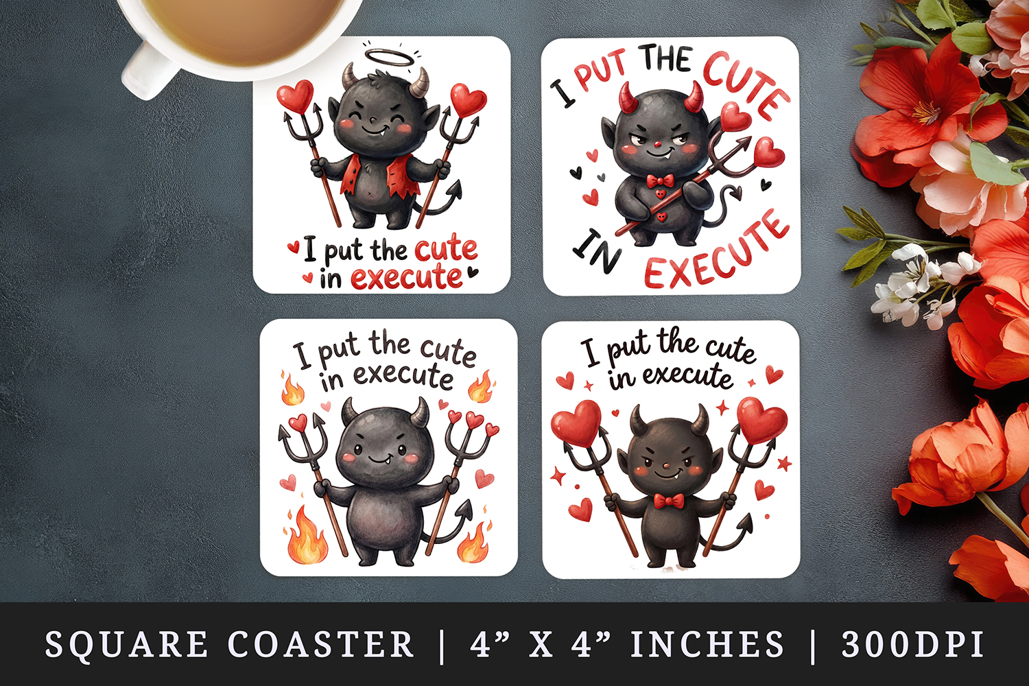 Funny Quote square coaster sublimation, coasters design product image 1