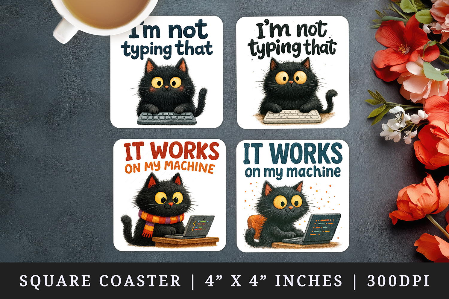 Funny Quote square coaster sublimation, coasters design product image 1