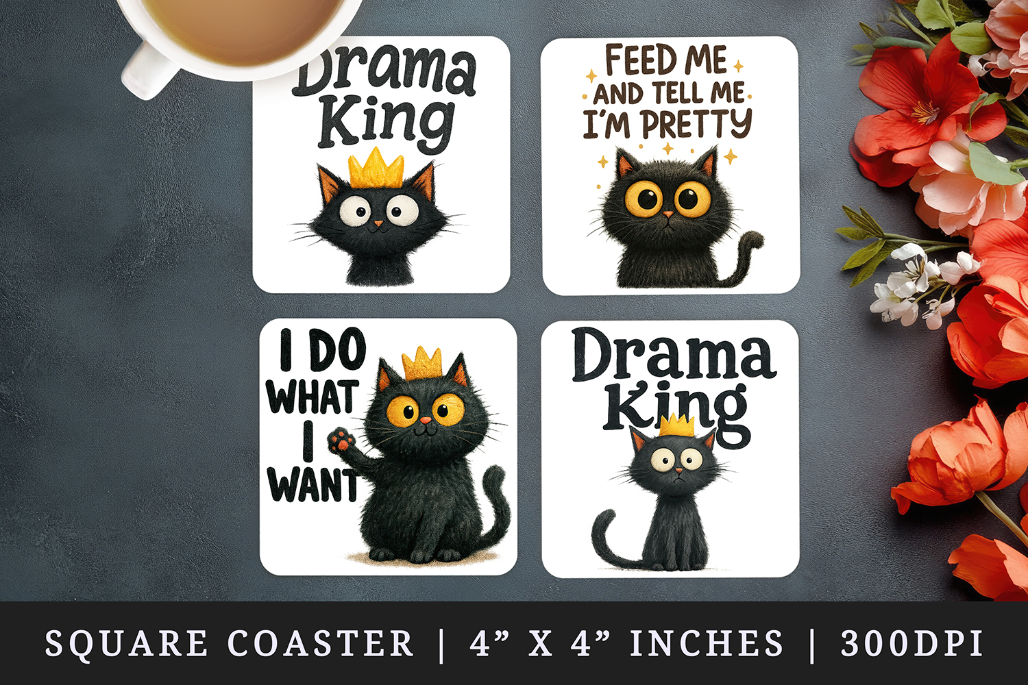Funny Quote square coaster sublimation, coasters design product image 1