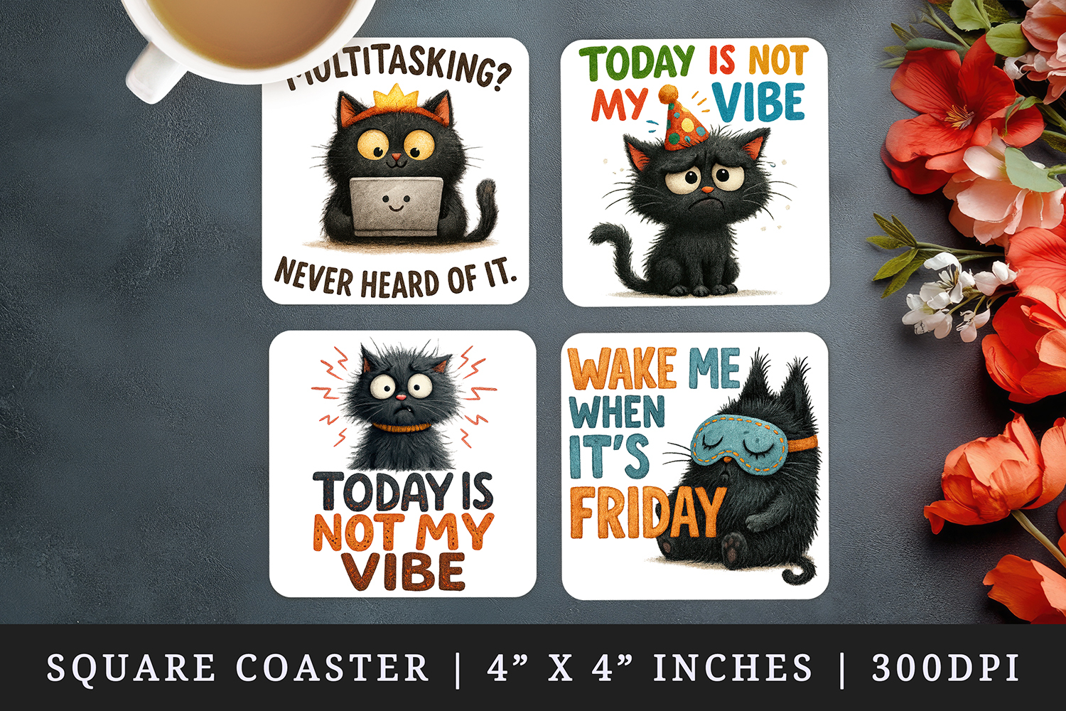 Funny Quote square coaster sublimation, coasters design product image 1