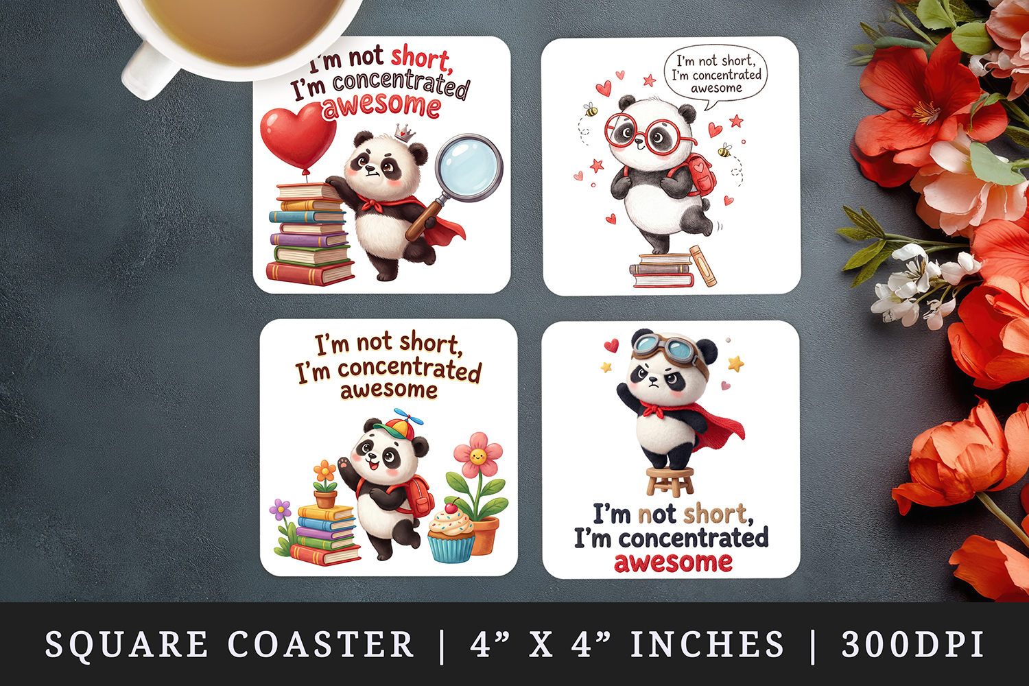 Funny Quote square coaster sublimation, coasters design product image 1