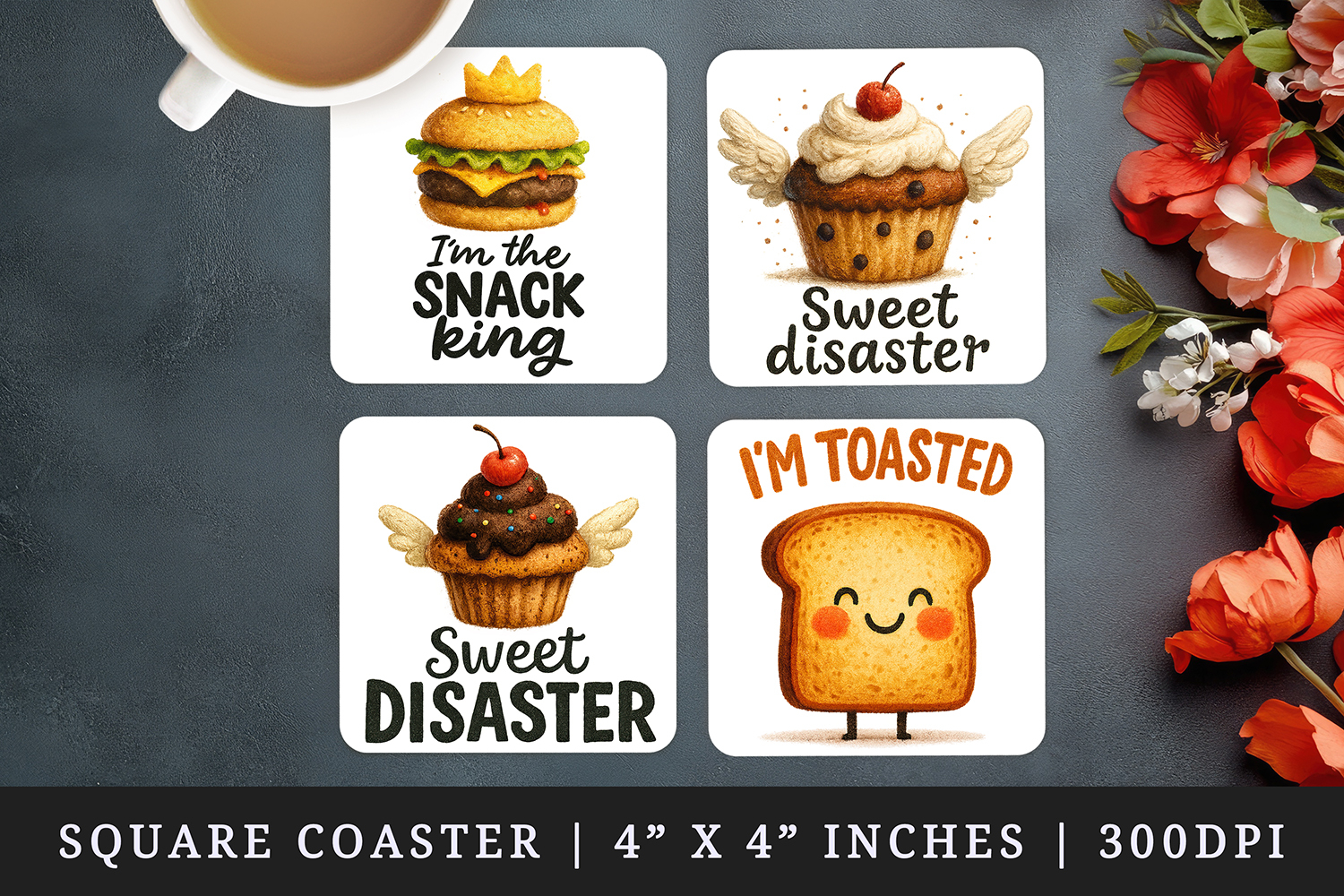 Funny Quote square coaster sublimation, coasters design product image 1