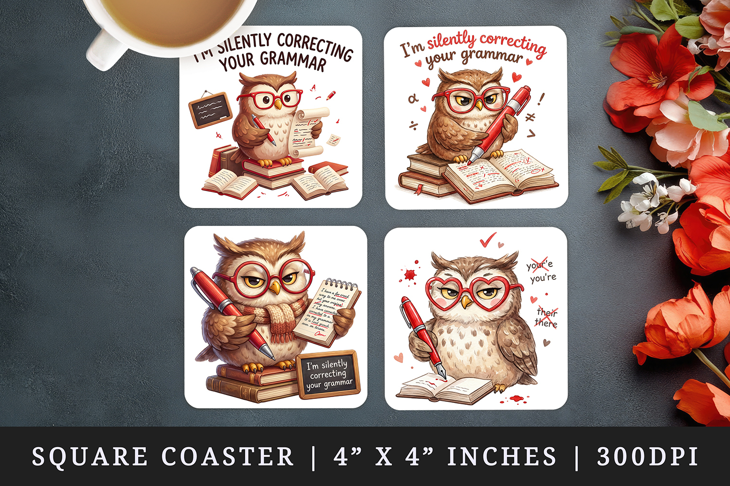 Funny Quote square coaster sublimation, coasters design product image 1