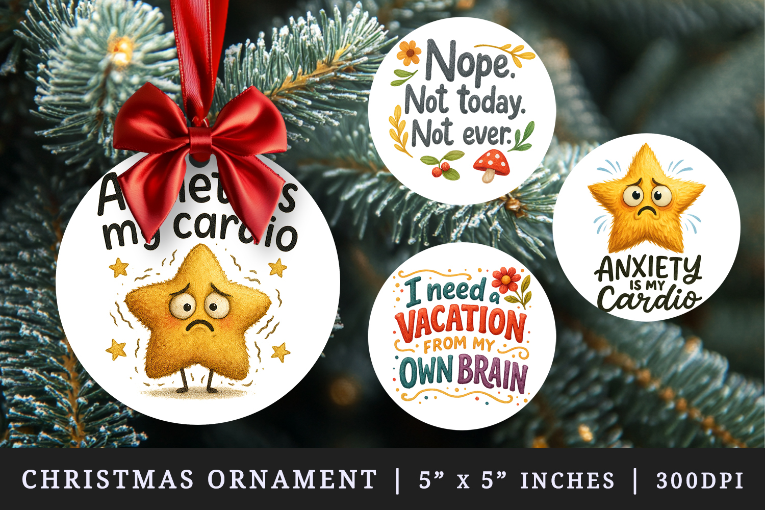 Funny Quotes round ornaments sublimation design product image 1