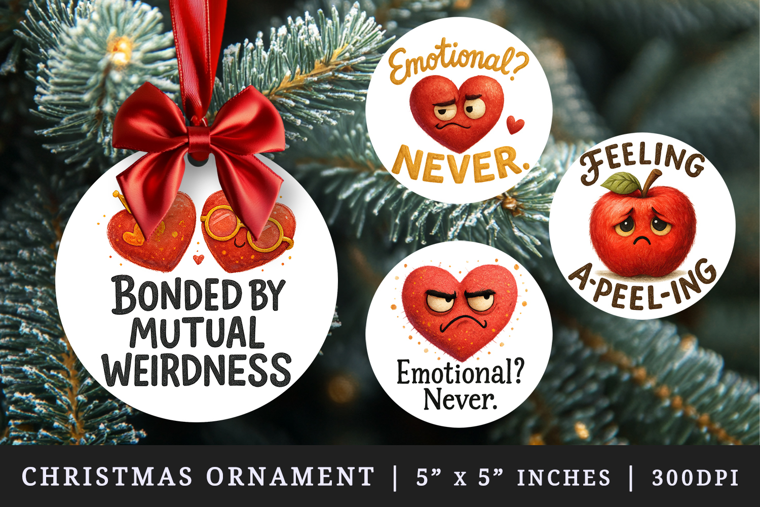 Funny Quotes round ornaments sublimation design product image 1