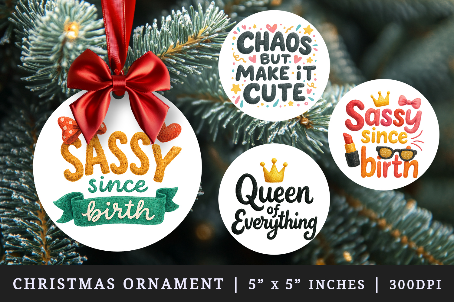 Funny Quotes round ornaments sublimation design product image 1