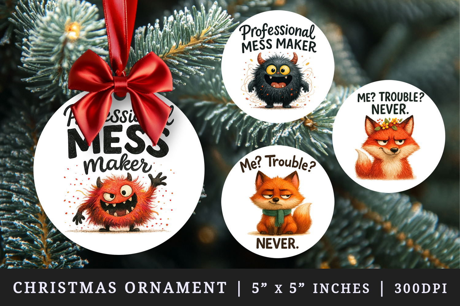 Funny Quotes round ornaments sublimation design product image 1