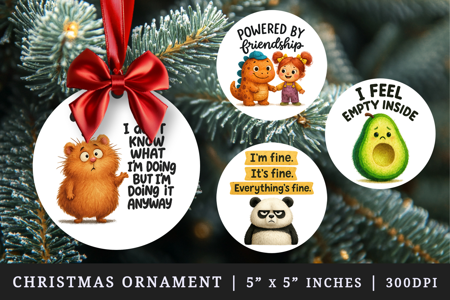 Funny Quotes round ornaments sublimation design product image 1