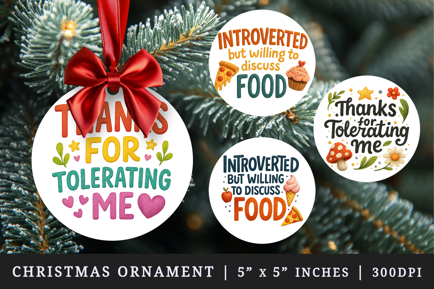 Funny Quotes round ornaments sublimation design product image 1