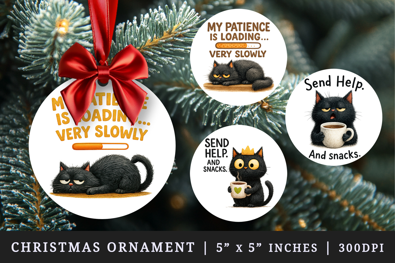 Funny Quotes round ornaments sublimation design product image 1