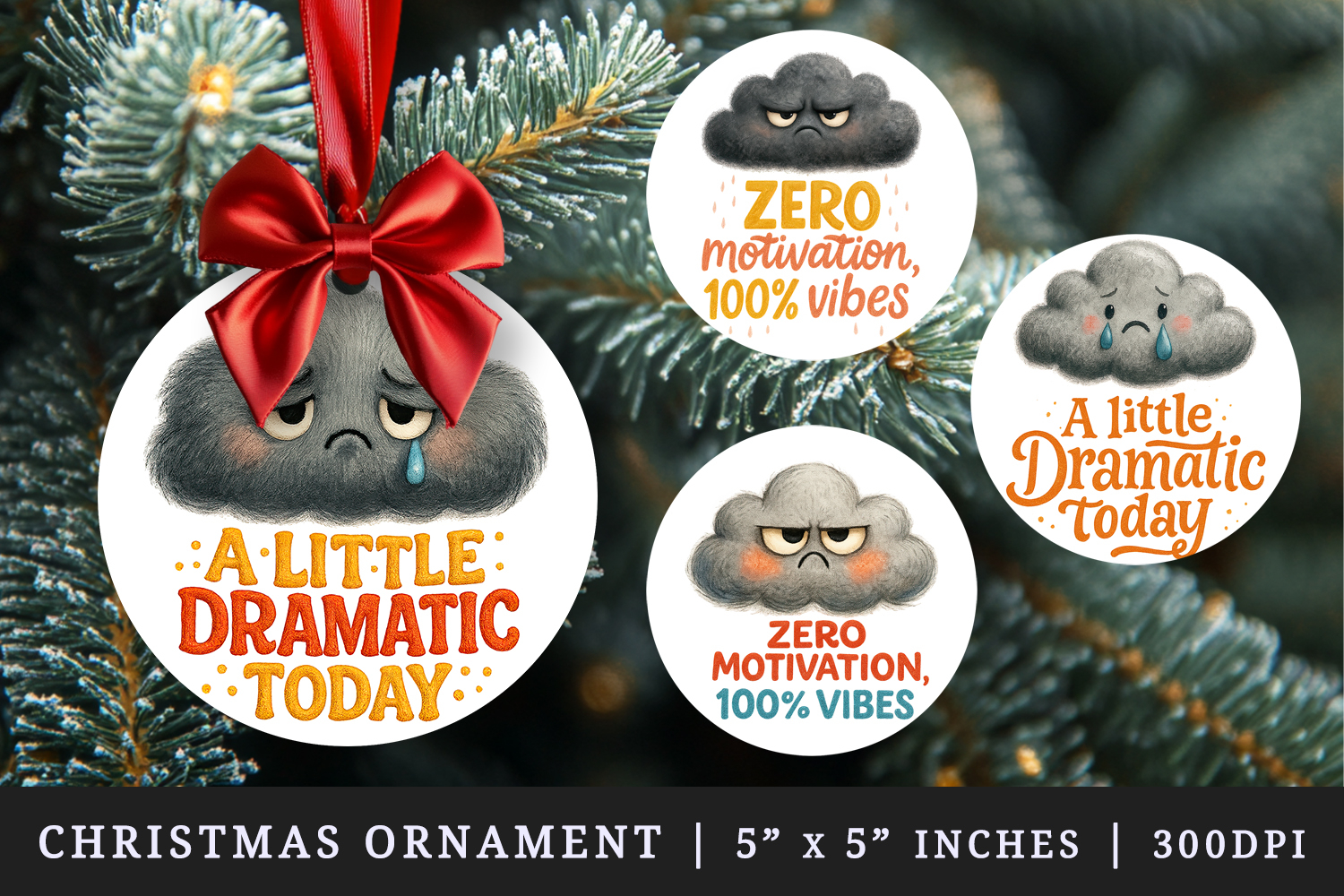 Funny Quotes round ornaments sublimation design product image 1