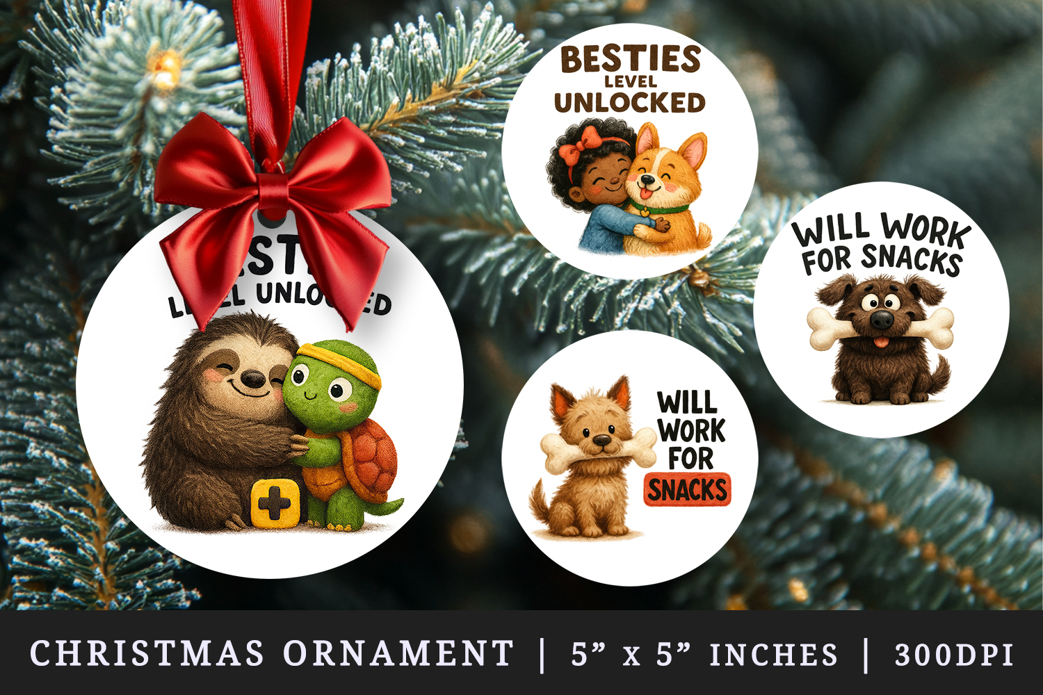 Funny Quotes round ornaments sublimation design product image 1