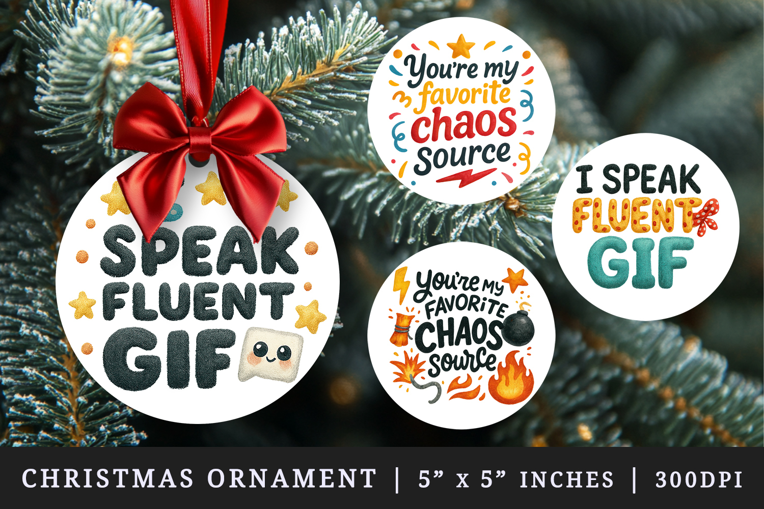 Funny Quotes round ornaments sublimation design product image 1