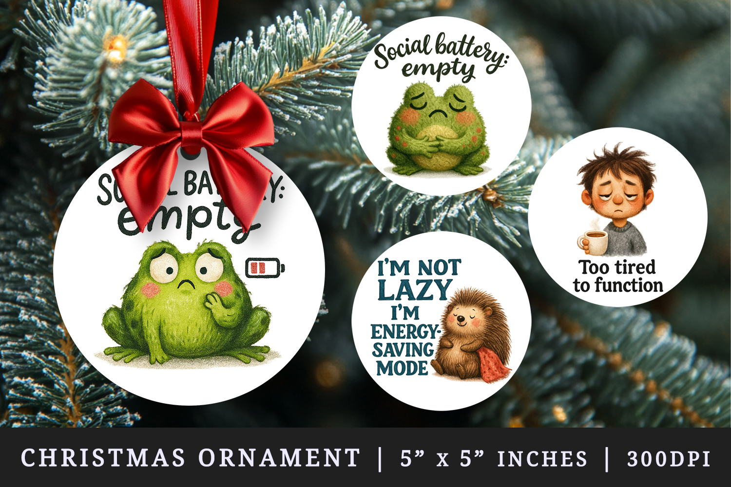 Funny Quotes round ornaments sublimation design product image 1