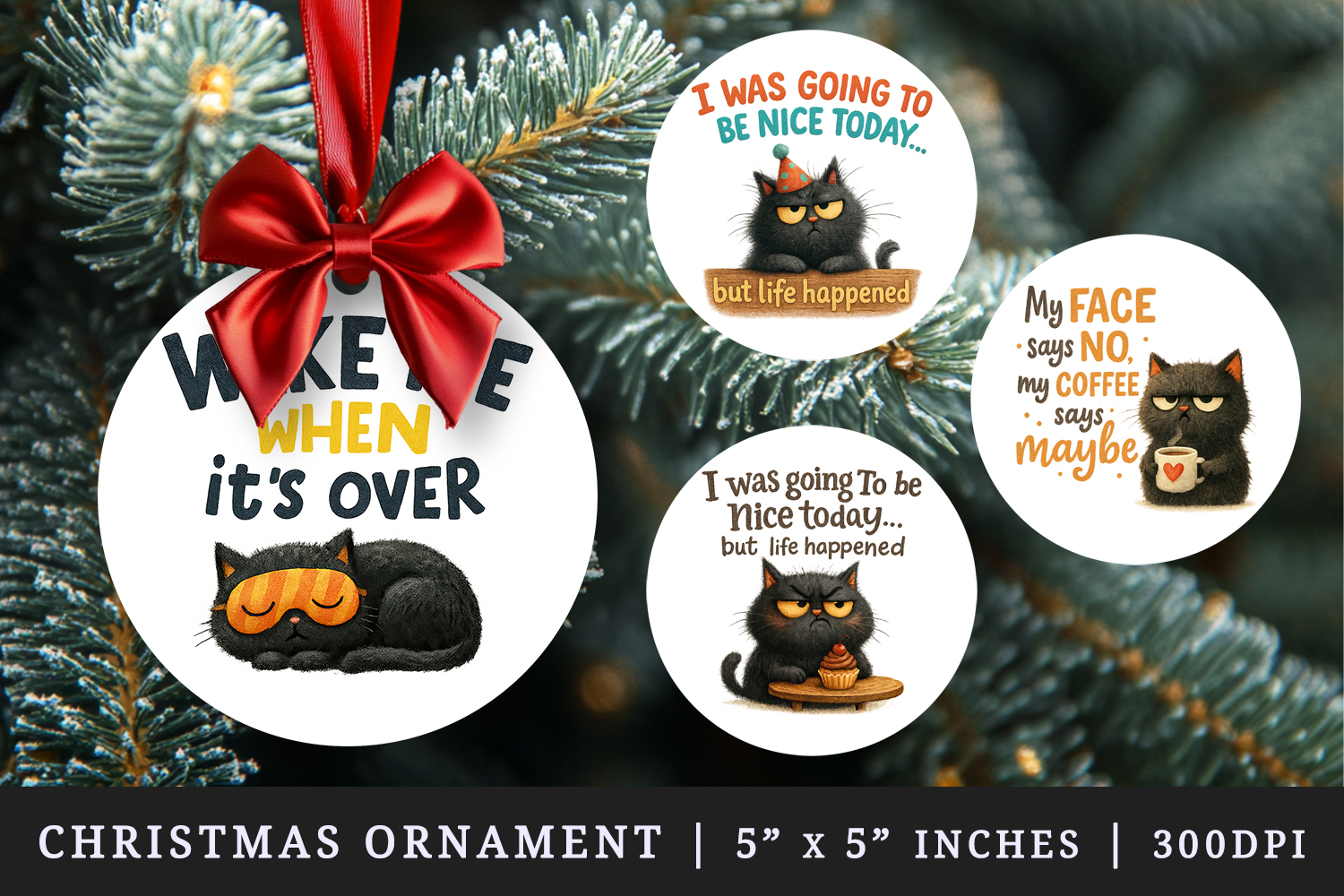 Funny Quotes round ornaments sublimation design product image 1