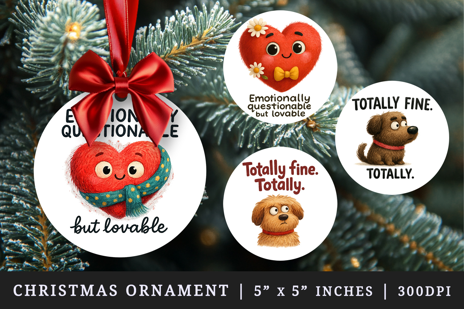 Funny Quotes round ornaments sublimation design product image 1