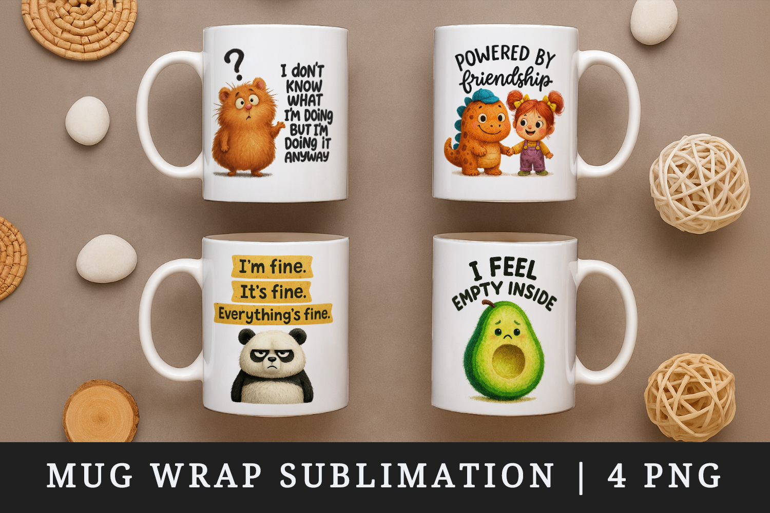 Funny Quotes mug wrap printable sublimation design product image 1