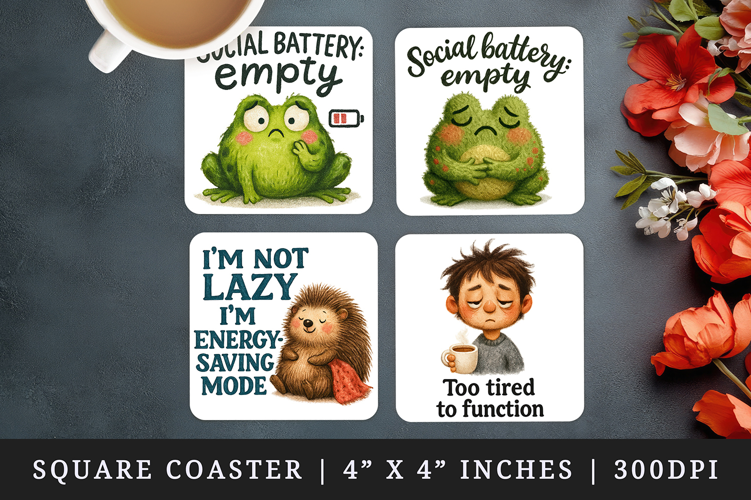 Funny Quotes square coaster sublimation, coasters design product image 1