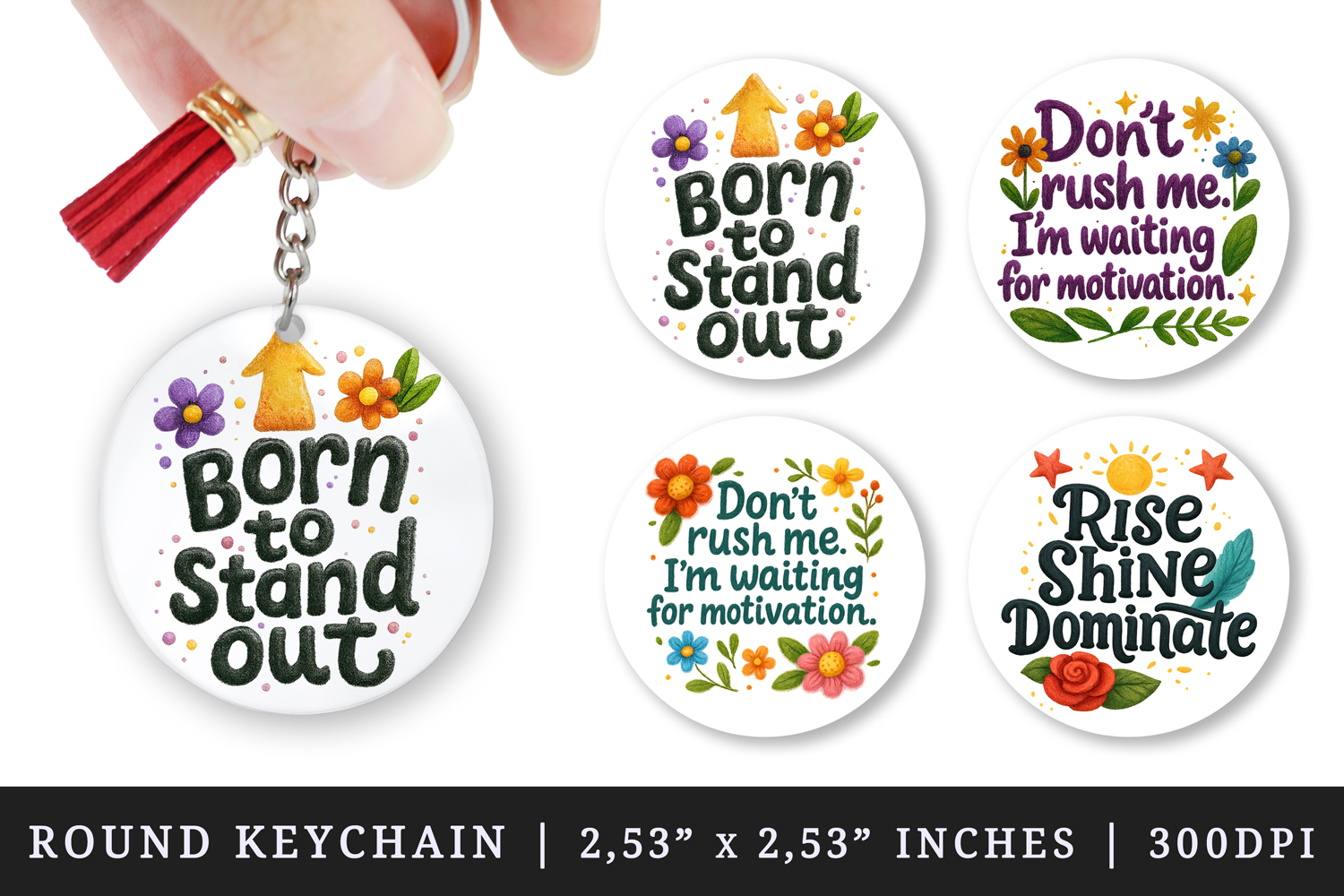Funny Sassy Quote round keychain pintable sublimation design product image 1