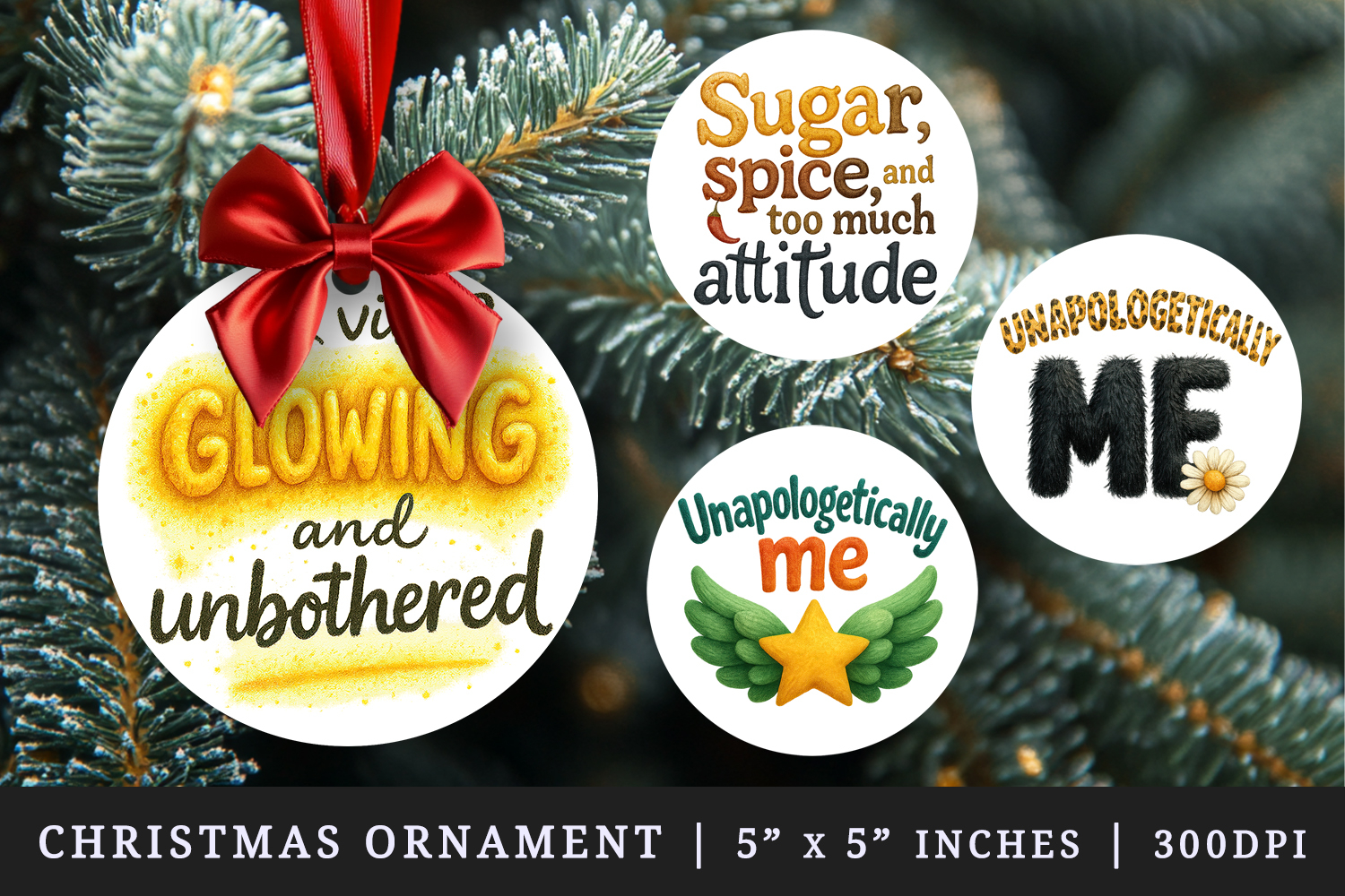 Funny Sassy Quote round ornaments sublimation design product image 1