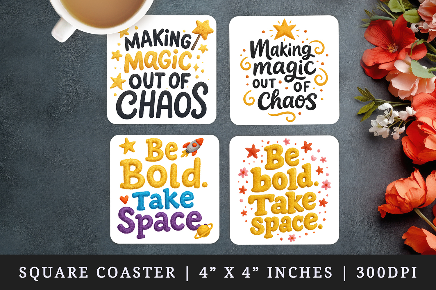 Funny Sassy Quote square coaster sublimation design product image 1