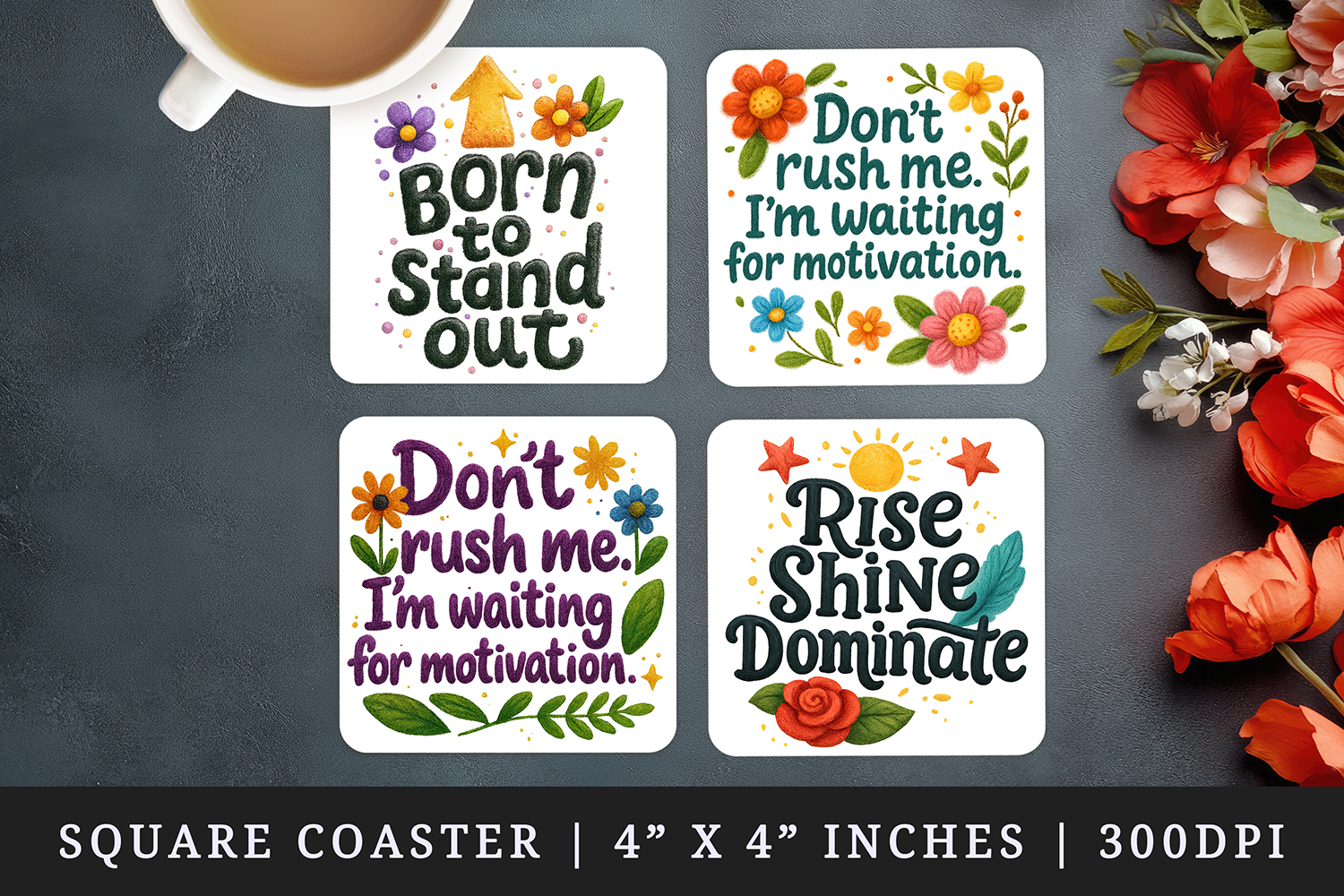 Funny Sassy Quote square coaster sublimation design product image 1