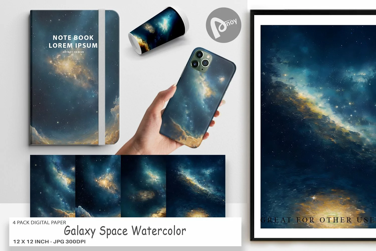 Digital Paper Galaxy Space Watercolor product image 1