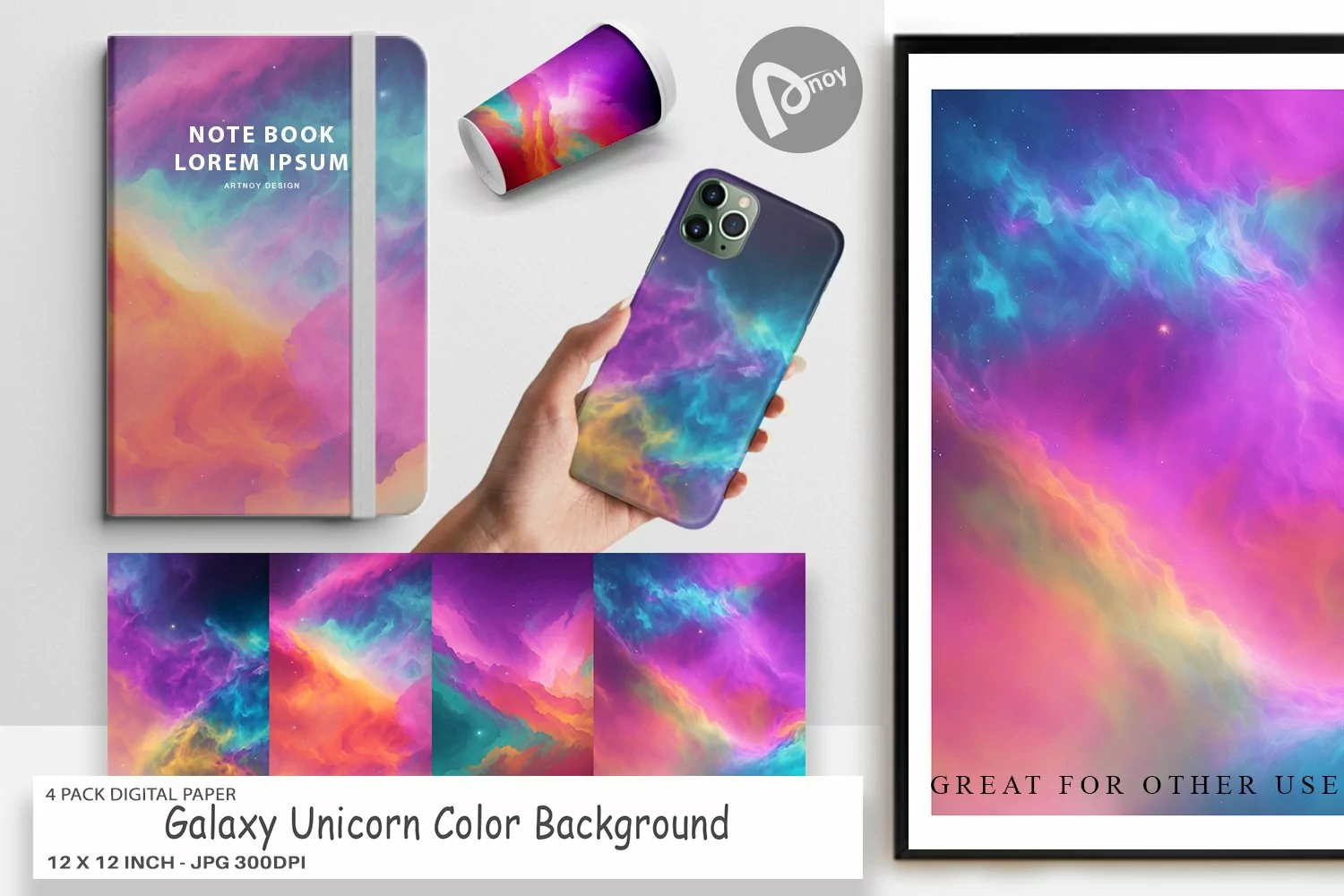 Digital Paper Galaxy Unicorn Color product image 1
