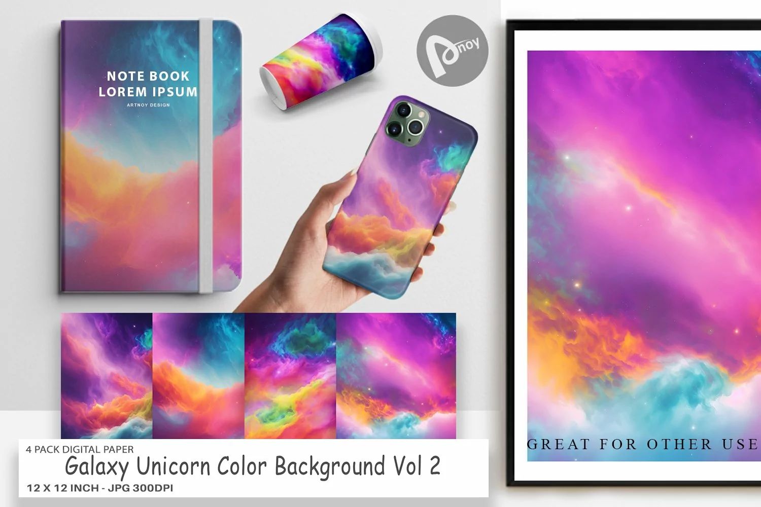Digital Paper Galaxy Unicorn Color product image 1