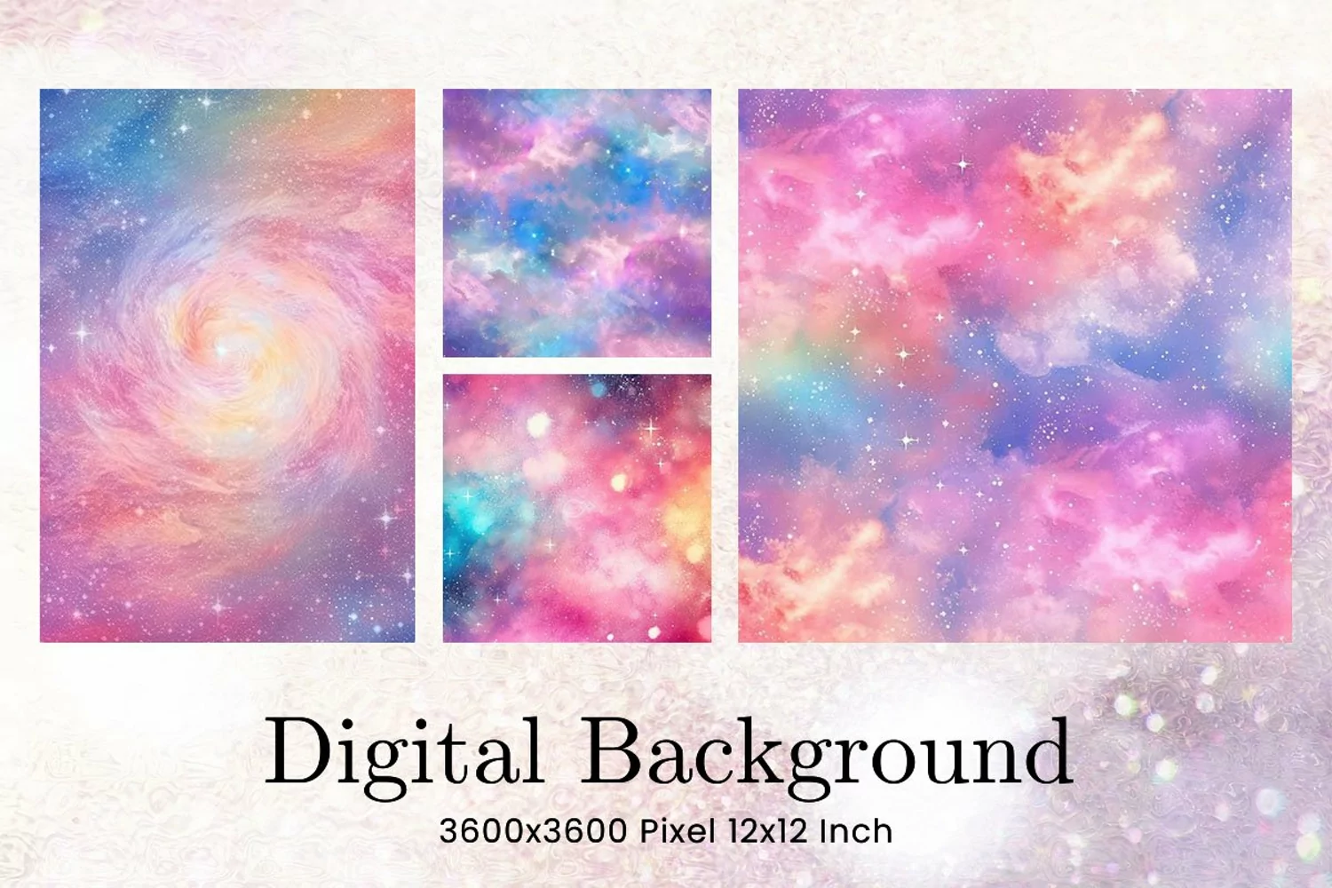 Rainbow Watercolor Background pink Galaxy Digital Paper product image 1