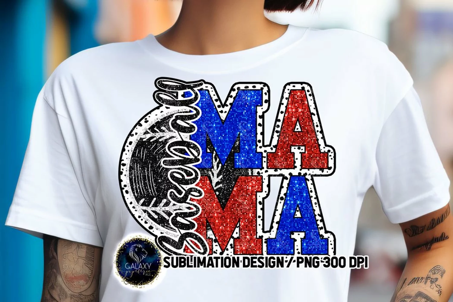 Patriotic Baseball Mama Sublimation PNG | Dalmatian Dots product image 1