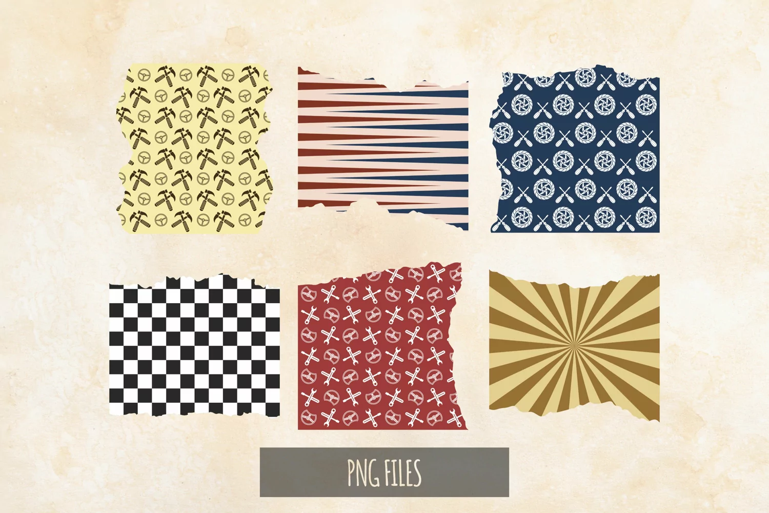 Vintage Garage Tools Seamless Torn Paper product image 1