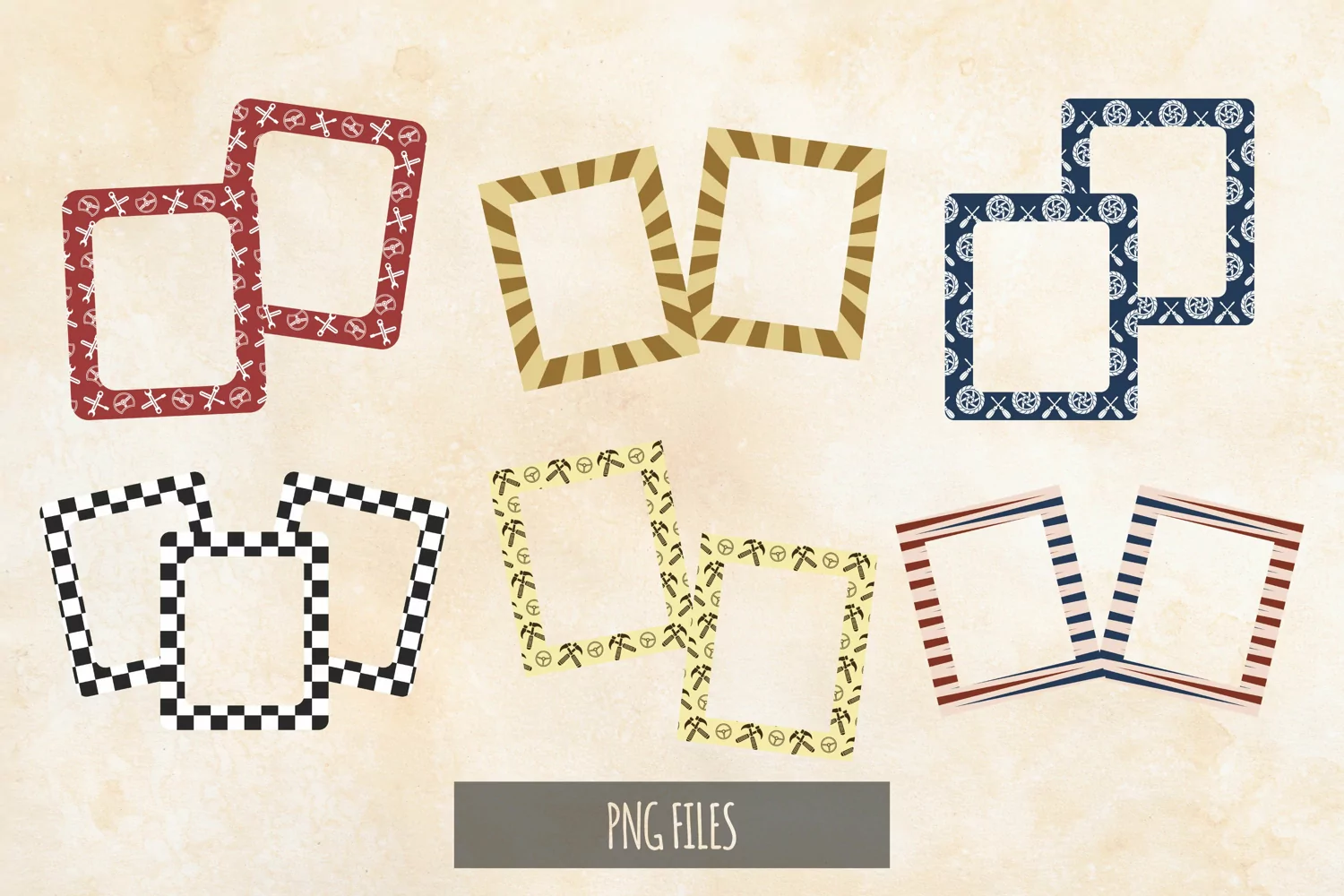 Vintage Garage Tools Seamless Pattern Frame Set product image 1