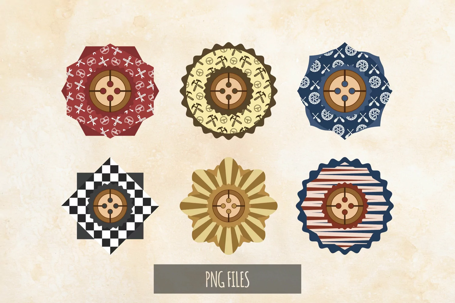 Vintage Garage Tools Seamless Pattern Button product image 1