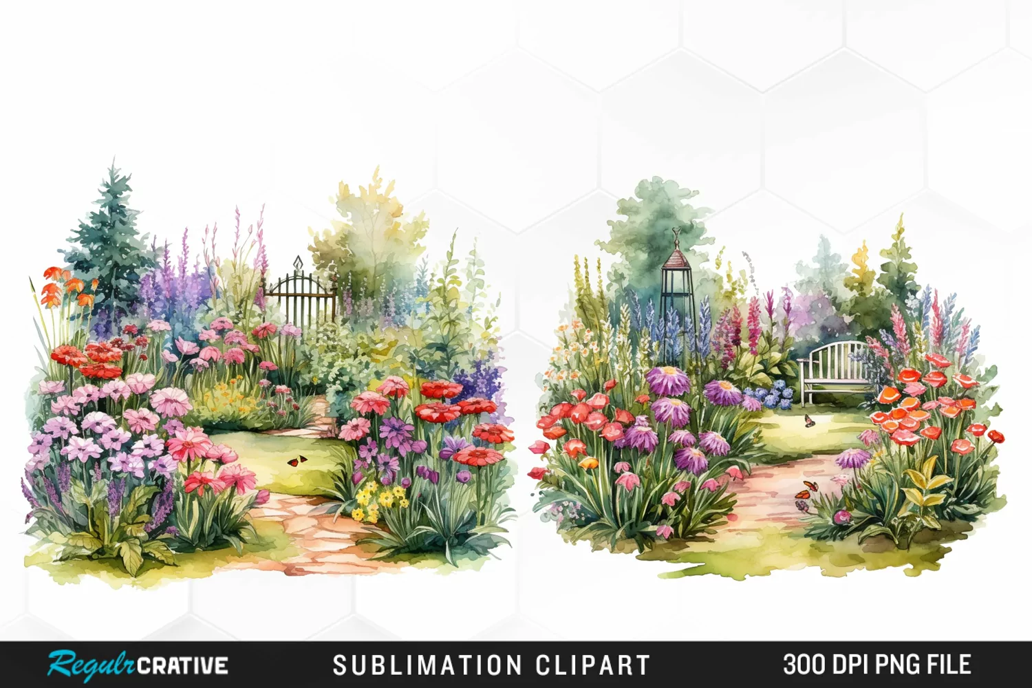 Watercolor Garden Lawns Exquisite Clipart product image 1