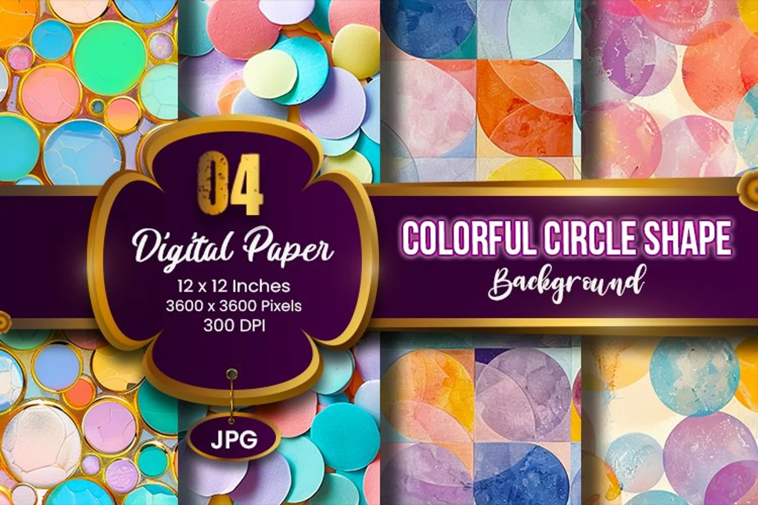 Geometric Colorful Circle Shape Background Digital Paper product image 1