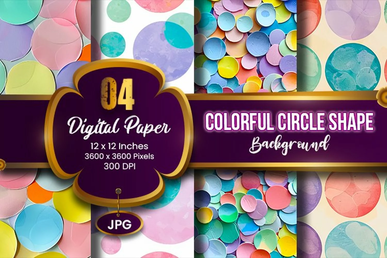 Geometric Colorful Circle Shape Background Digital Paper product image 1