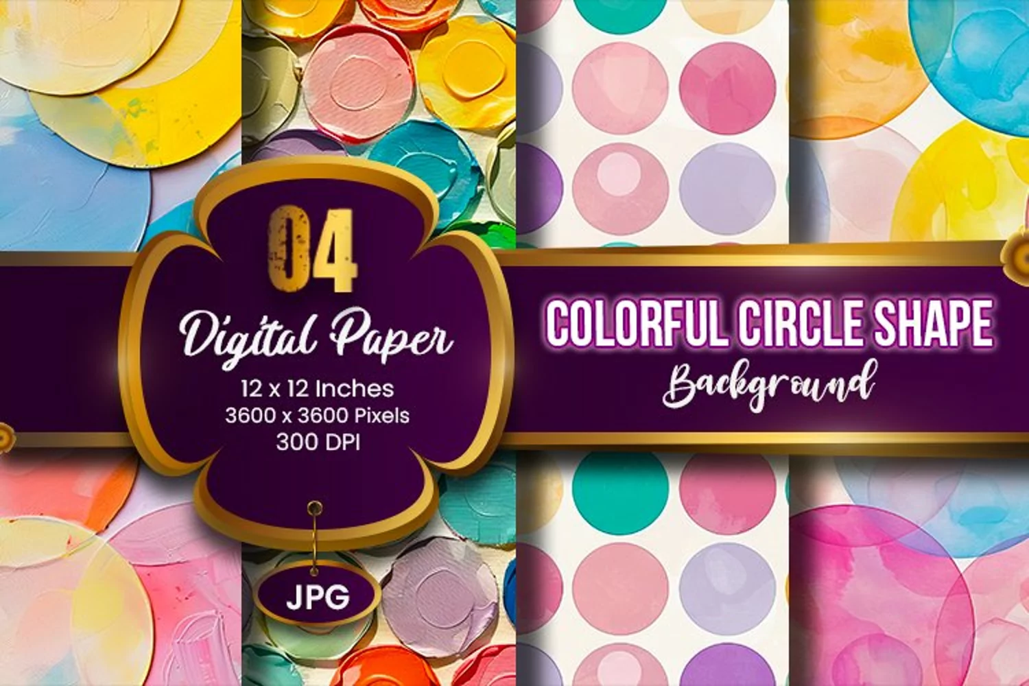 Geometric Colorful Circle Shape Background Digital Paper product image 1