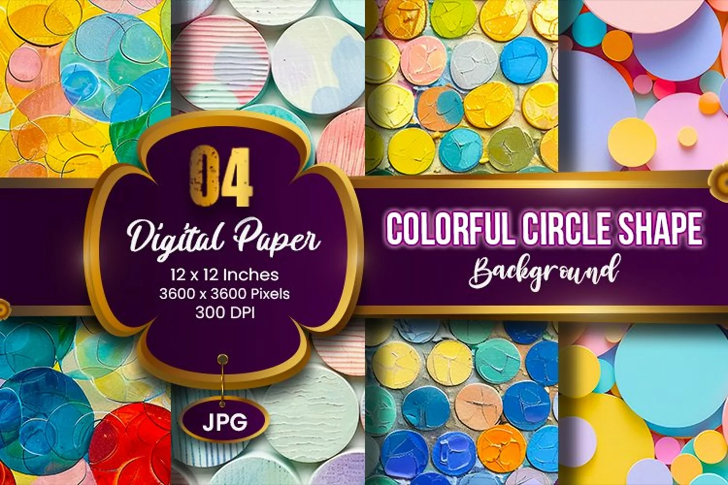 Geometric Colorful Circle Shape Background Digital Paper product image 1
