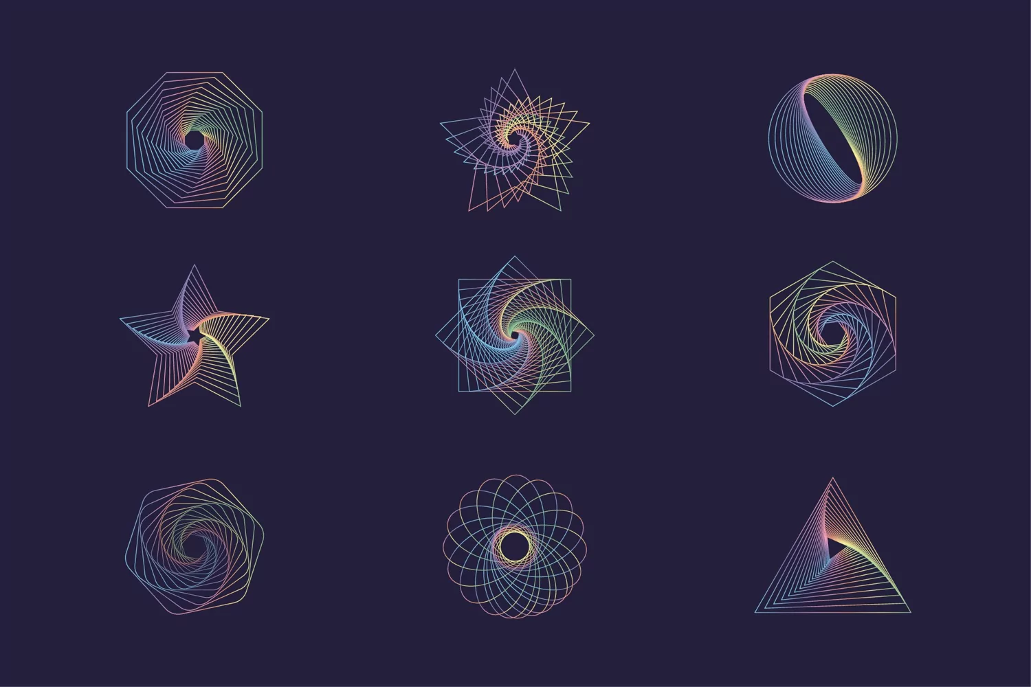 Abstract Geometric Shapes. Psychedelic Multicolor Line Art 2 product image 1