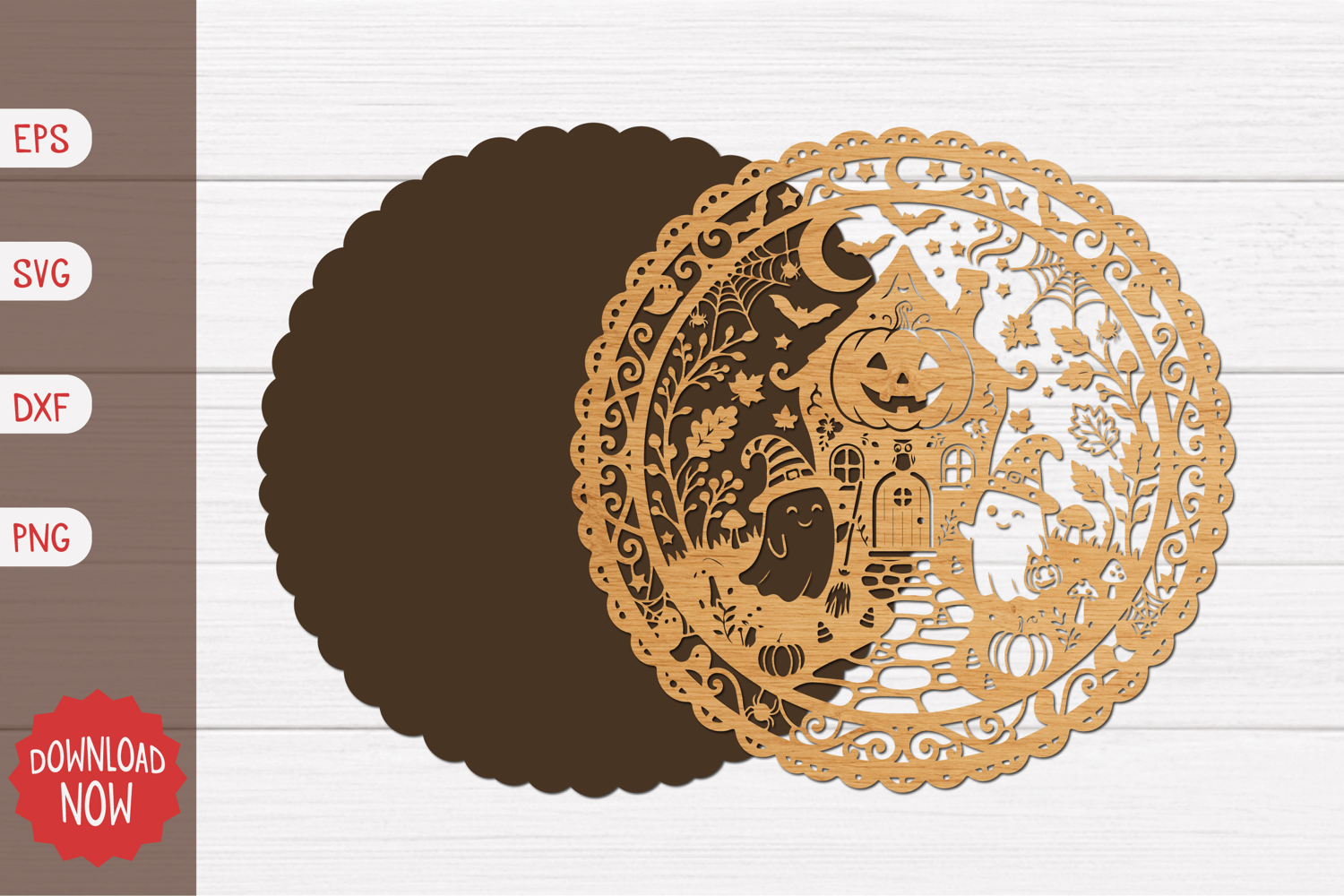 Ghost Pumpkin Cottage Halloween Sign SVG product image 1