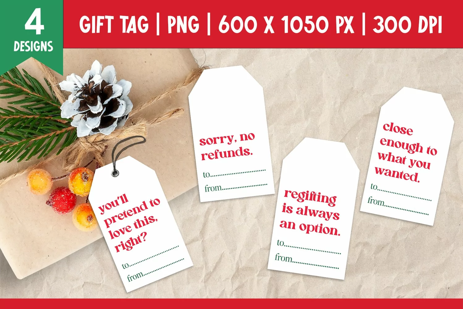 Funny Quotes Christmas Gift Tags Printable PNG product image 1