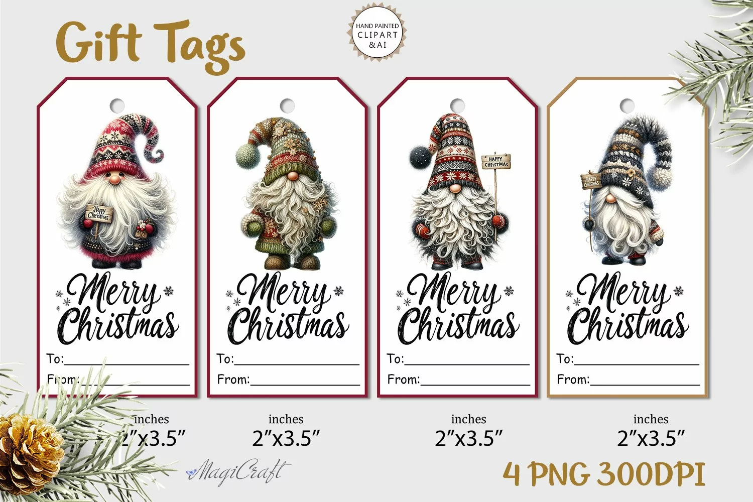 Christmas Gift Tags| Merry Christmas Printable Tags| gnomes product image 1