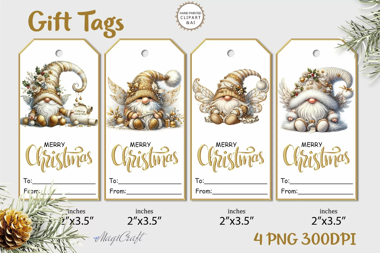 Christmas Gift Tags| Merry Christmas Printable Tags| gnomes product image 1