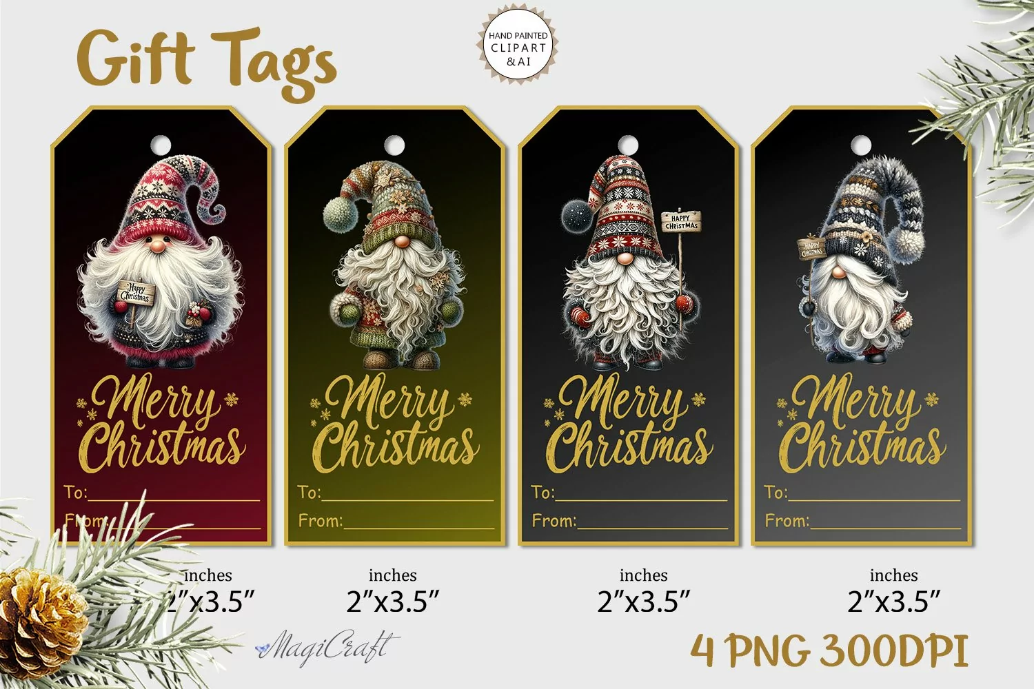 Christmas Gift Tags| Merry Christmas Printable Tags| gnomes product image 1