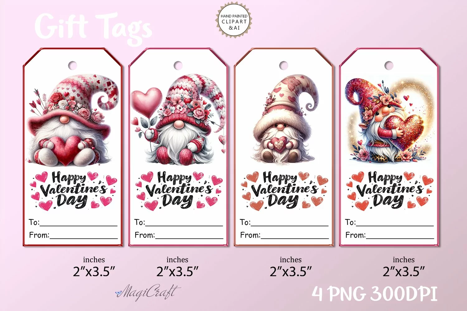 Happy valentines day gnome Gift Tags|Printable Tags| gnomes product image 1